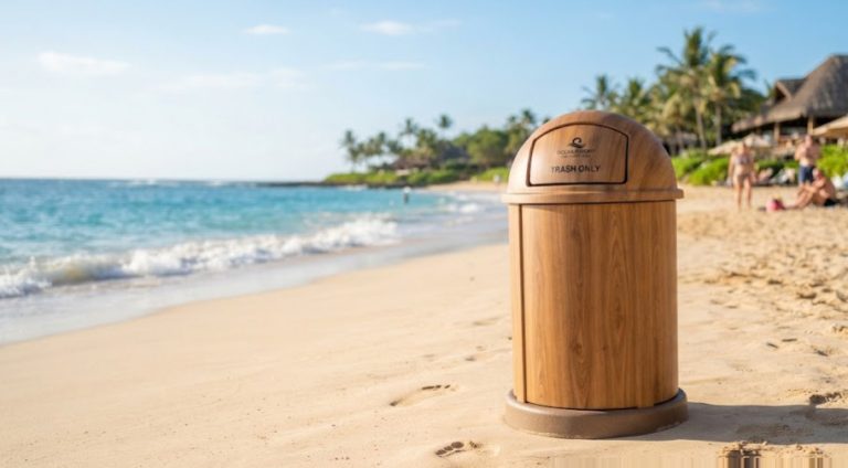 Thùng Rác Bãi Biển Resort Chống Gió – Giải Pháp Cảnh Quan Cao Cấp