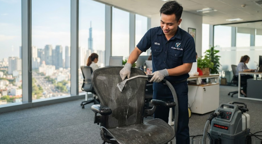 Giặt Ghế Văn Phòng Quận 2 Uy Tín – Giá Rẻ, Khô Nhanh