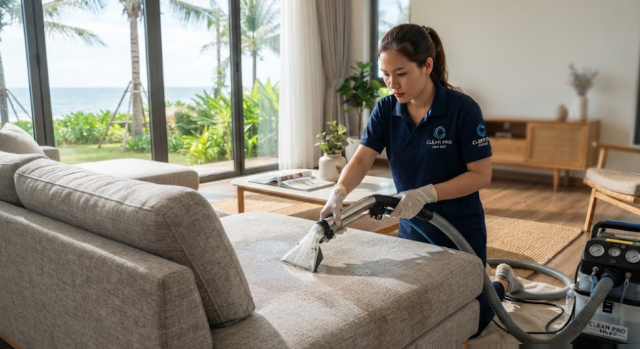 Vệ Sinh Sofa Nỉ Cần Giờ | Sạch Khuẩn, Khô Nhanh, Giá Rẻ