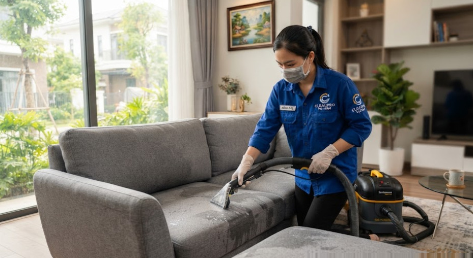 Vệ Sinh Sofa Nỉ Hóc Môn Chuyên Sâu, Sạch Khuẩn Tận Nhà
