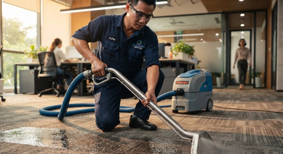 Giải pháp vệ sinh thảm văn phòng Củ Chi trọn gói và tầm quan trọng của việc làm sạch định kỳ