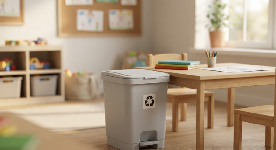 Khảo sát các mẫu thùng rác hình con thú ngộ nghĩnh đặt ngoài trời sân trường mầm non có thực sự an toàn?