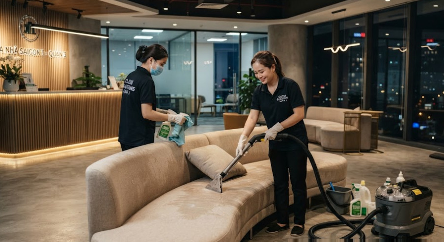 Quy trình 6 bước chuẩn chuyên gia trong dịch vụ giặt ghế sofa Quận 3 tại nhà