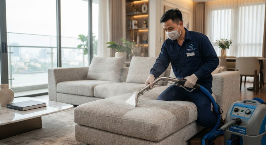 Tại sao dịch vụ giặt ghế sofa Quận 4 của Đoan Áo Xanh là giải pháp tối ưu cho không gian sống?