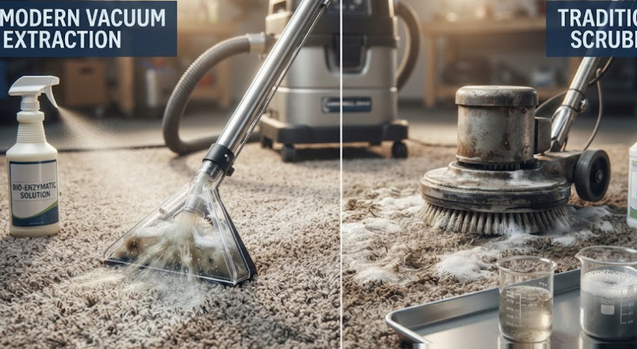 Tổng quan về dịch vụ giặt thảm Quận 8 và thực trạng tích tụ bụi mịn, nấm mốc trong văn phòng gia đình