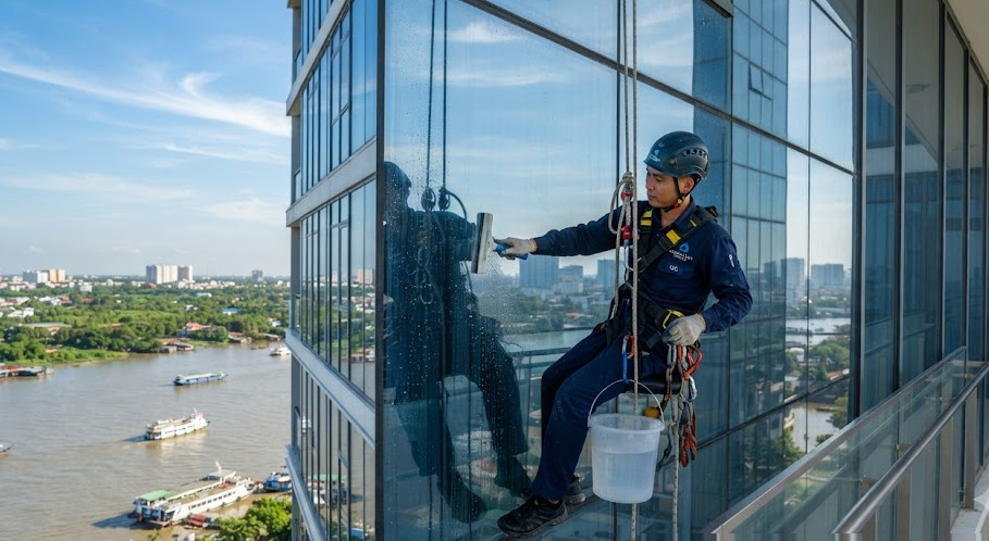 Tổng quan về dịch vụ lau kính Nhà Bè và giải pháp thực tế từ chuyên gia Bảo Linh